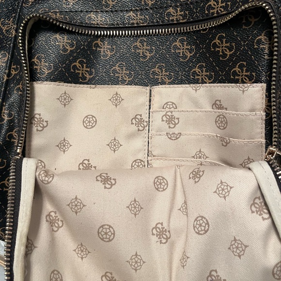 GUESS Black and Tan Patterned Backpack - Picture 4 of 5